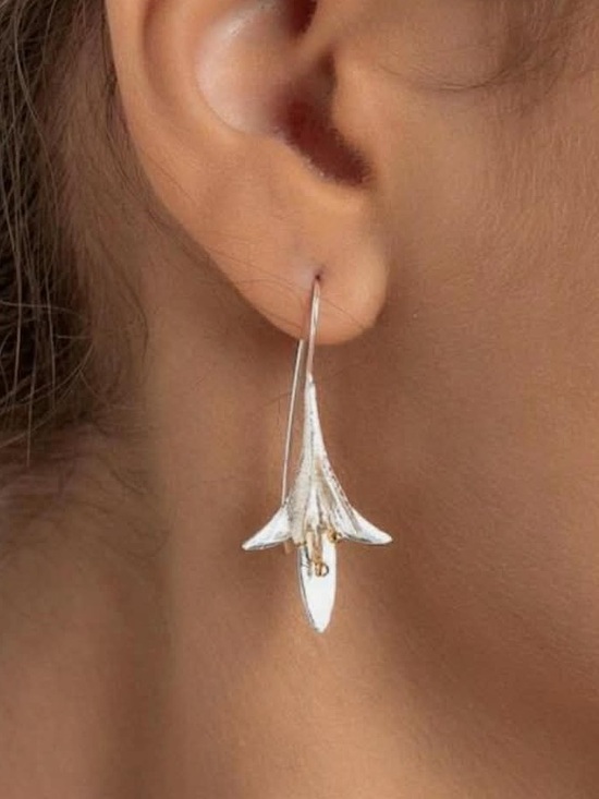 Jewelry - Sterling Silver Floral Drop Earrings - Silver